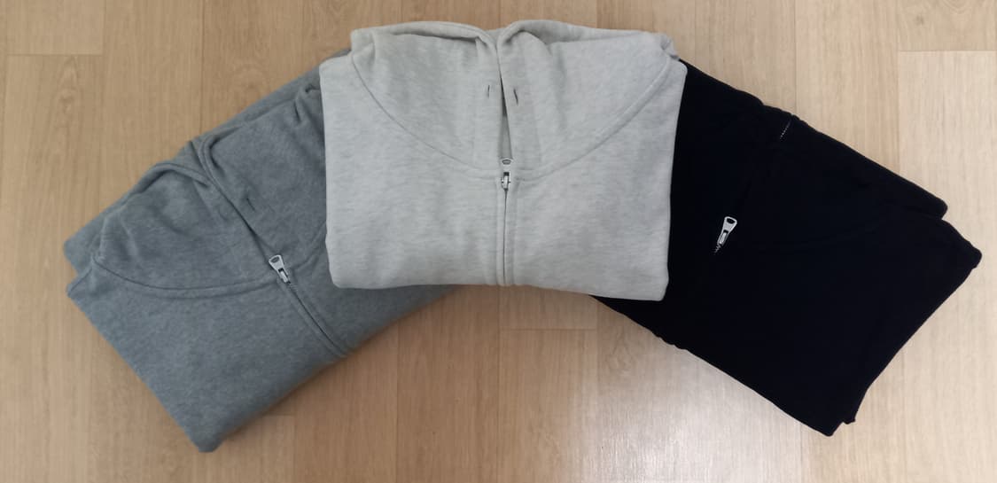 무신사 스탠다드 짧은기장 후드집업 오트밀 그레이 블랙 2XL 상품이미지1