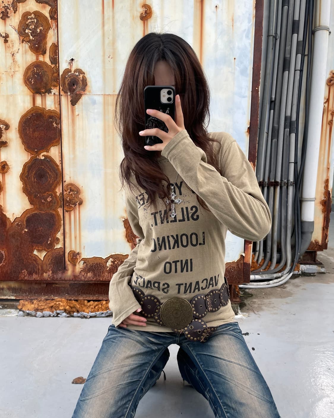 🎸베이지 레터링 프린팅 롱슬리브🎸 상품이미지3