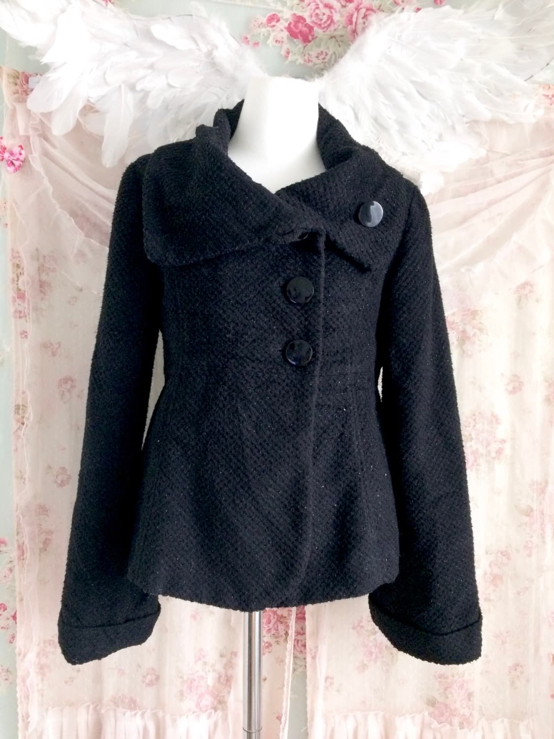 LODISPOTTO black glitter short coat 상품이미지2