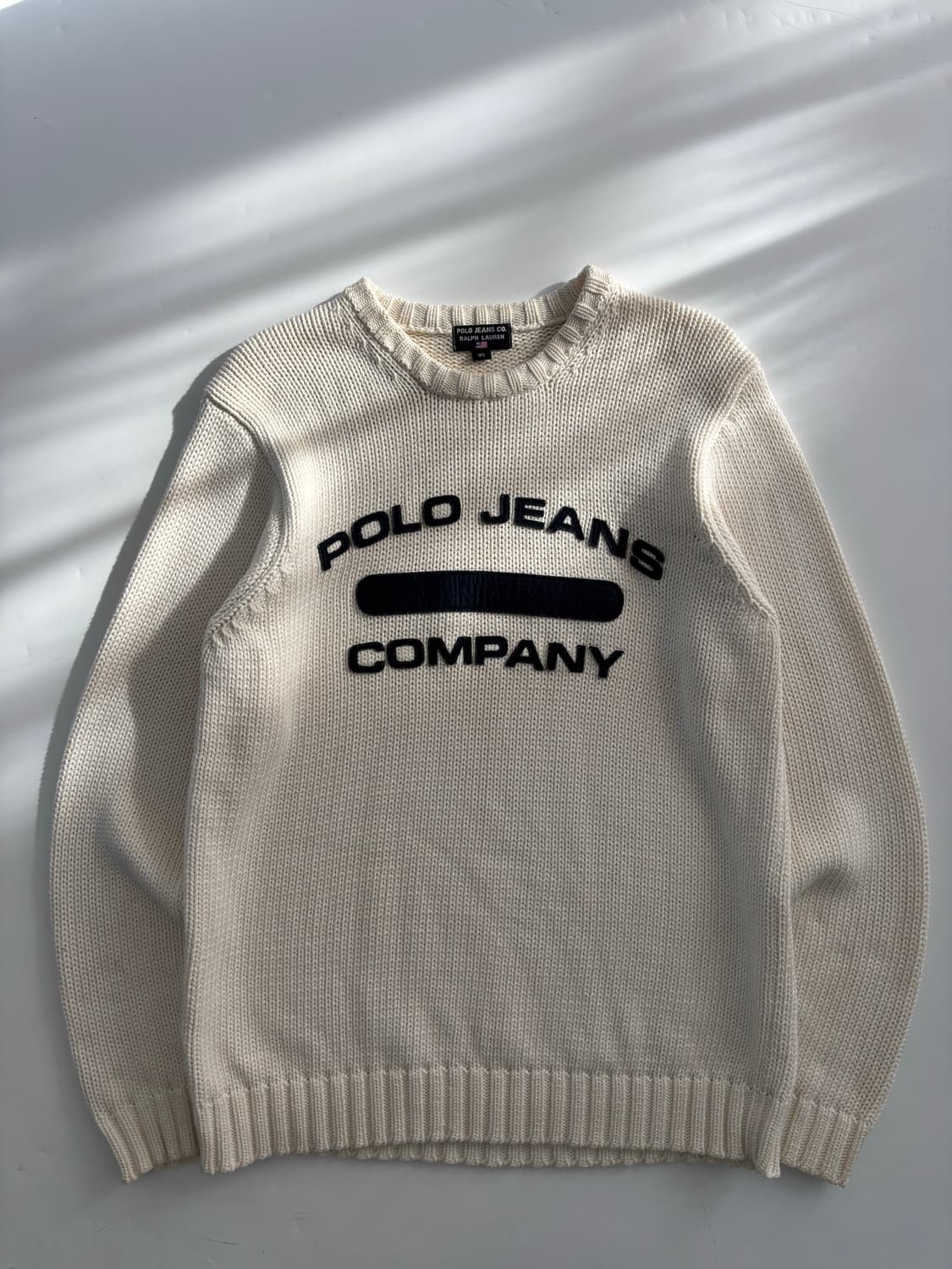 폴로 진스 아치로고 아이보리 오버사이즈 니트 상품이미지4