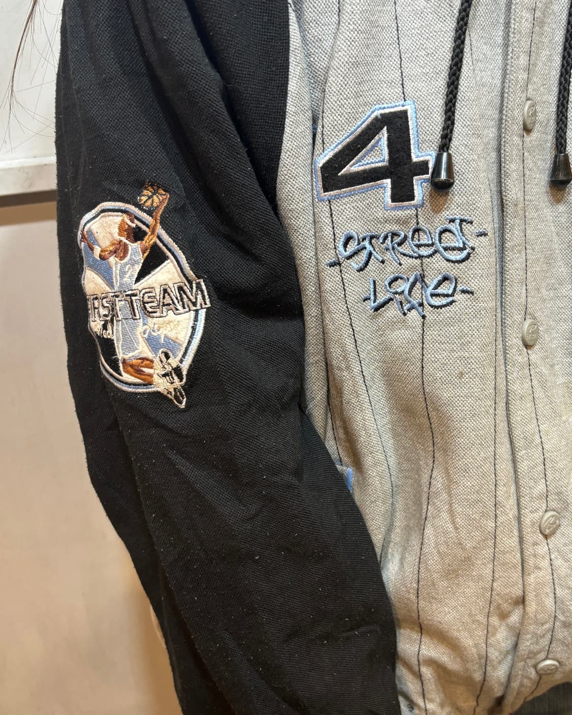 90s Vintage Hooded Varsity Jacke 상품이미지7