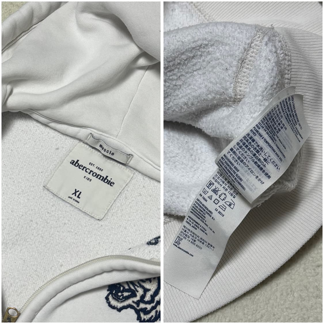 아베크롬비 화이트 후드집업 상품이미지5