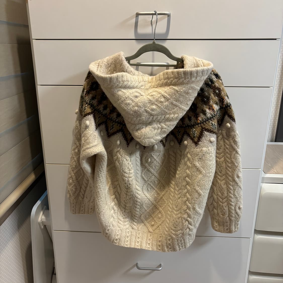 울 100% 노르딕 패턴 후드 니트 집업 가디건 상품이미지5