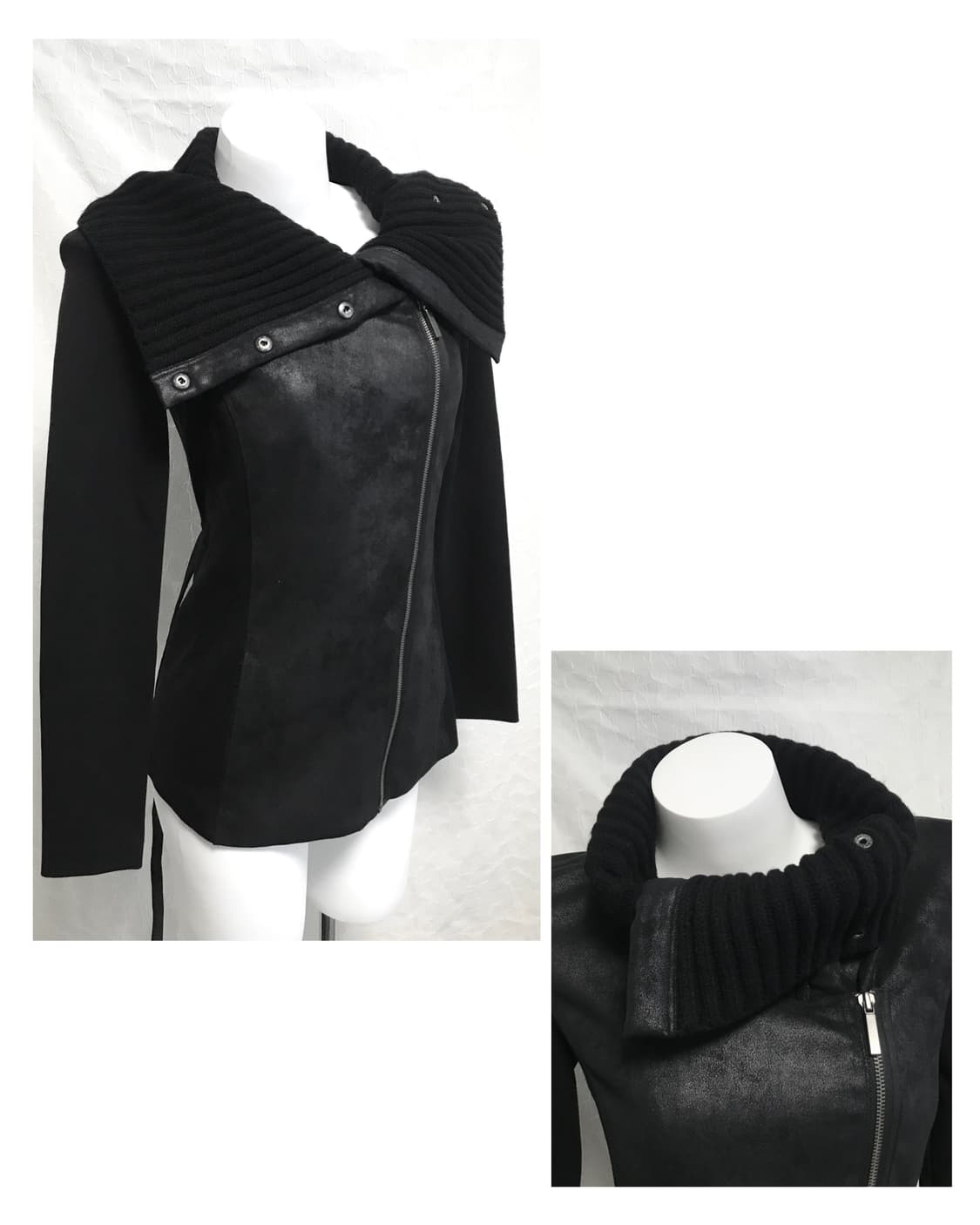 택포•빈티지 아르마니 익스체인지 벨티드 니트 하이넥 사선 집업 상품이미지1