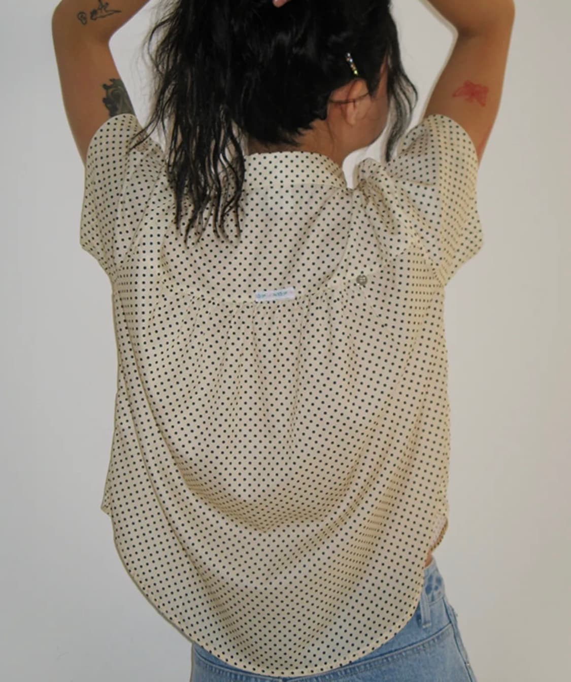 POLKA DOT SHORT SLEEVE SHIRT CREAM 상품이미지1