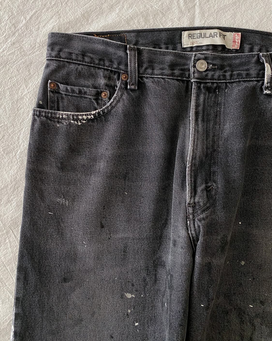 리바이스 505 페인팅 블랙 데님 팬츠 상품이미지4