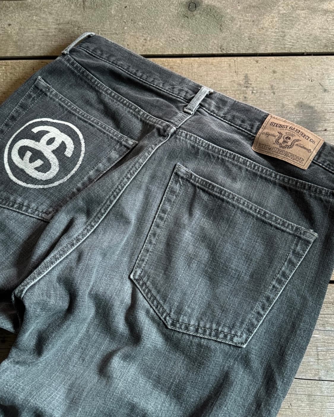 2000s 스투시 Rough & Rugged 더블에스링크 흑청 데님 팬츠 상품이미지5