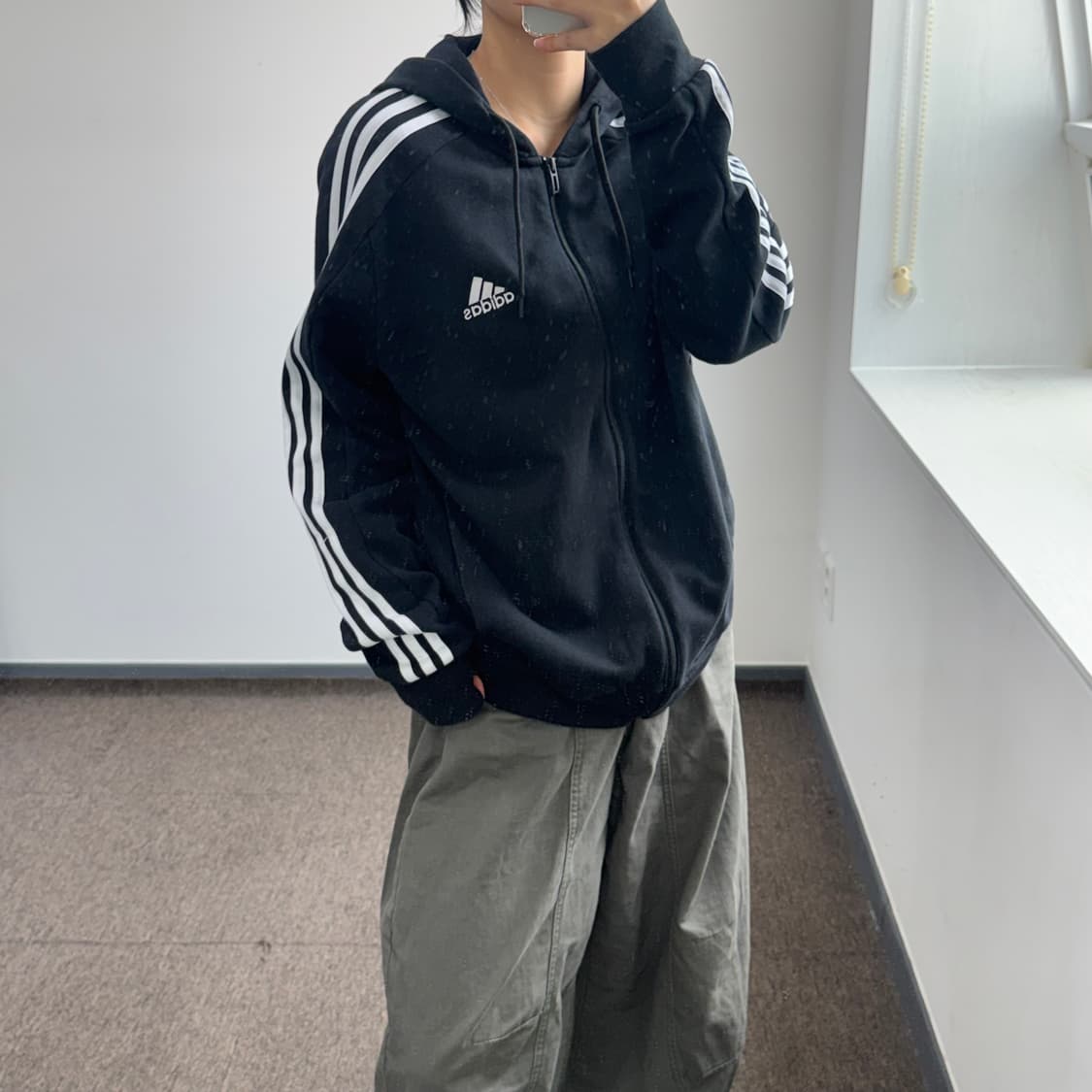 Adidas 아디다스 삼각로고 블랙 트랙탑 후드집업  상품이미지2