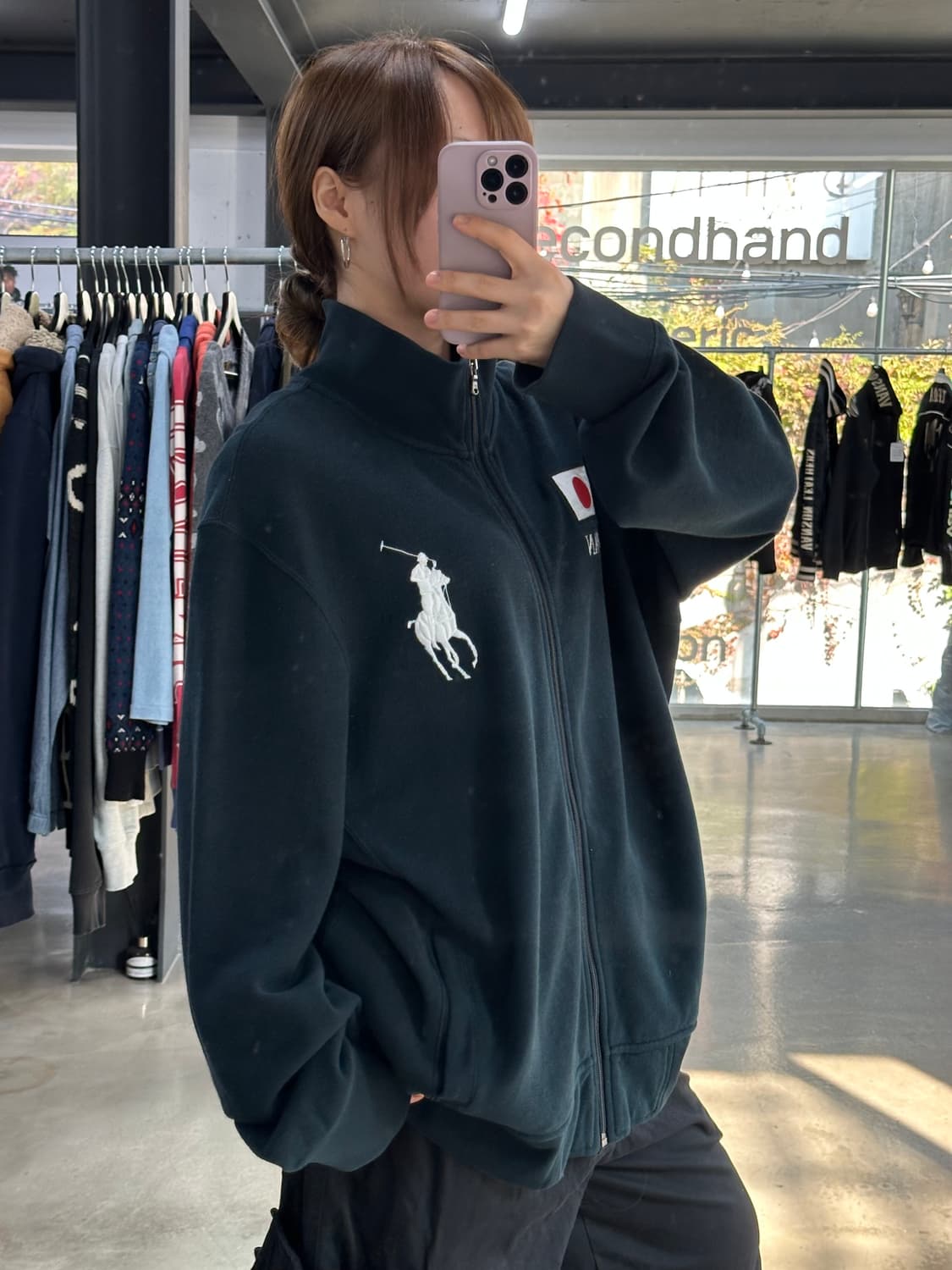 폴로랄프로렌90s 재팬 빅포니 넘버링 져지집업 블랙 상품이미지4