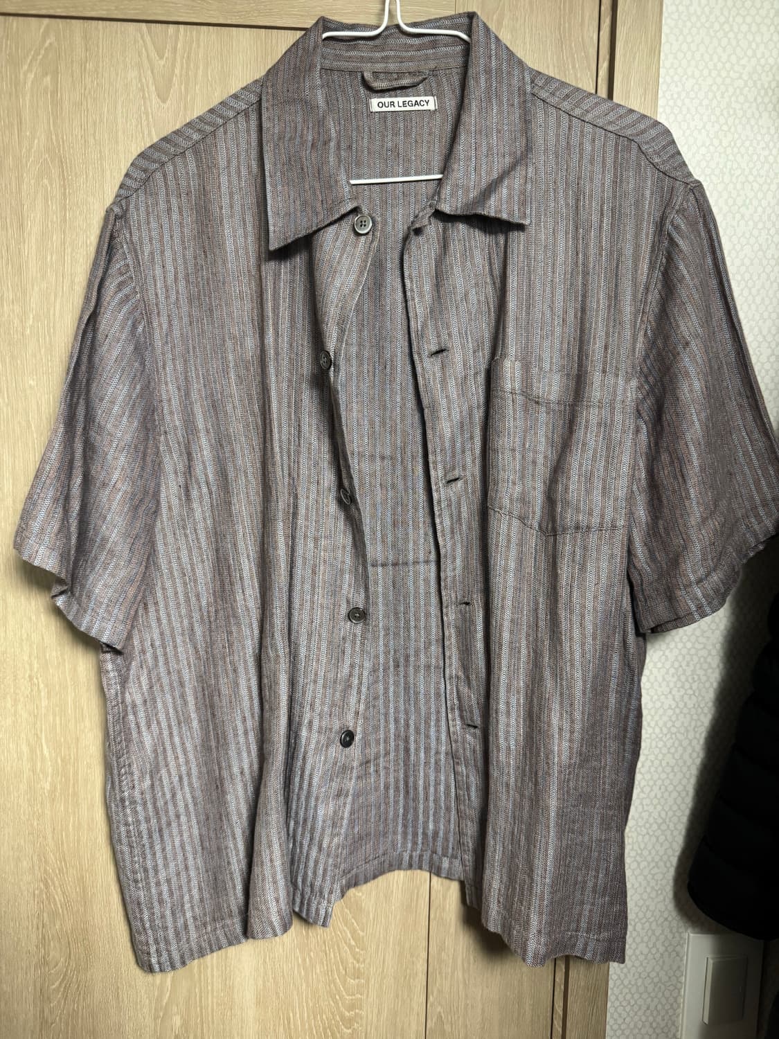 아워레가시 린넨 스트라이프 반팔 셔츠 size 50 상품이미지4