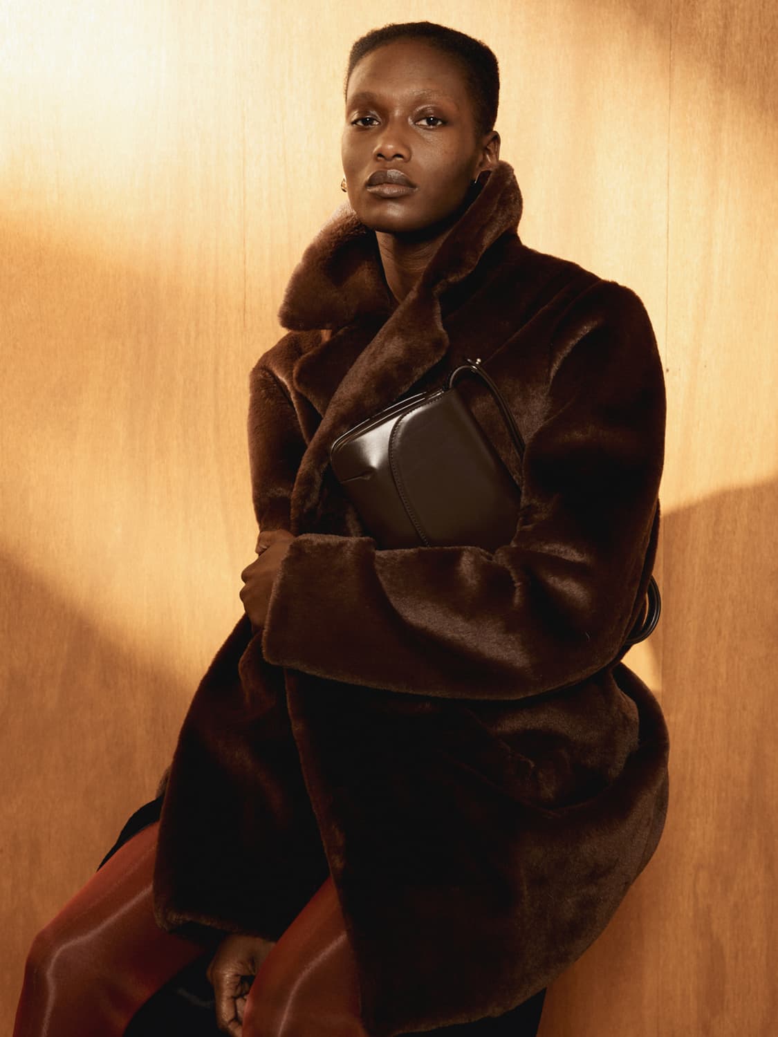 렉토 RECTO 그랜마 폭스 퍼 더블 코트 빈티지 브라운 상품이미지4