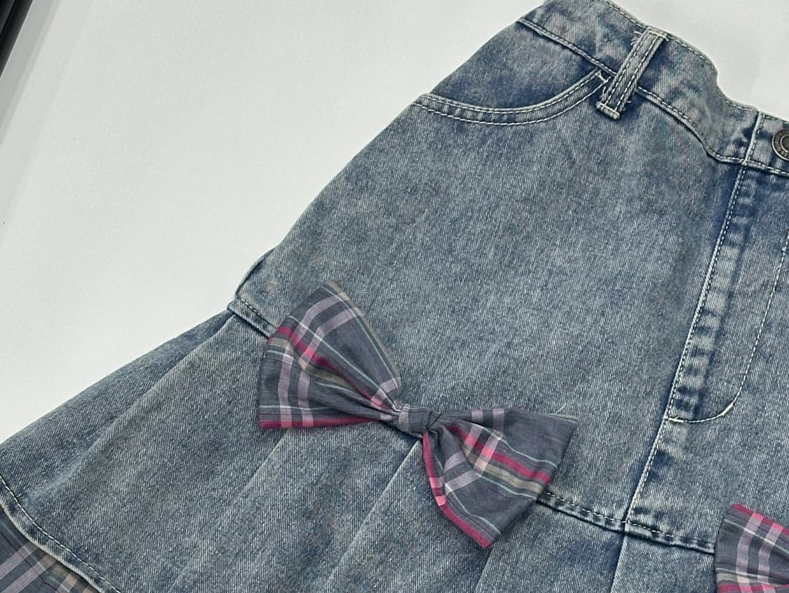 🛼자체 리폼 리본 오네갸루 히메 스커트🛼고갸루 히걀 러블리 데님 상품이미지4