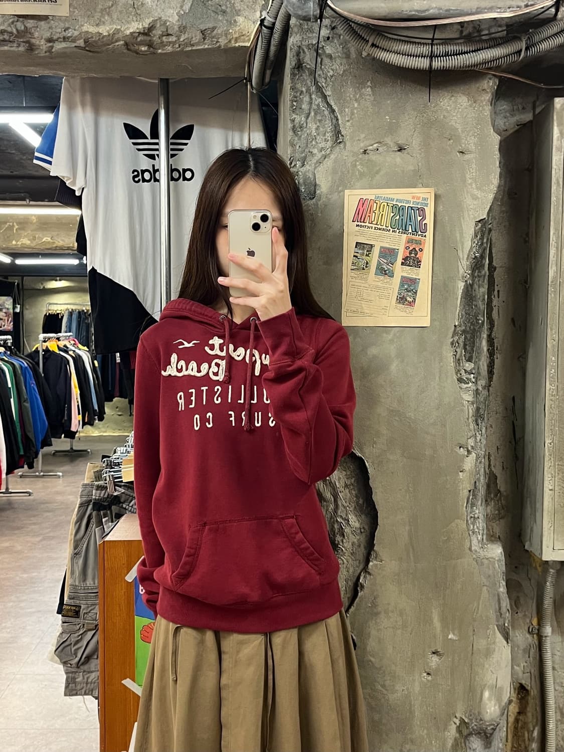 홀리스터 후드티 버건디 M #csz919 상품이미지2