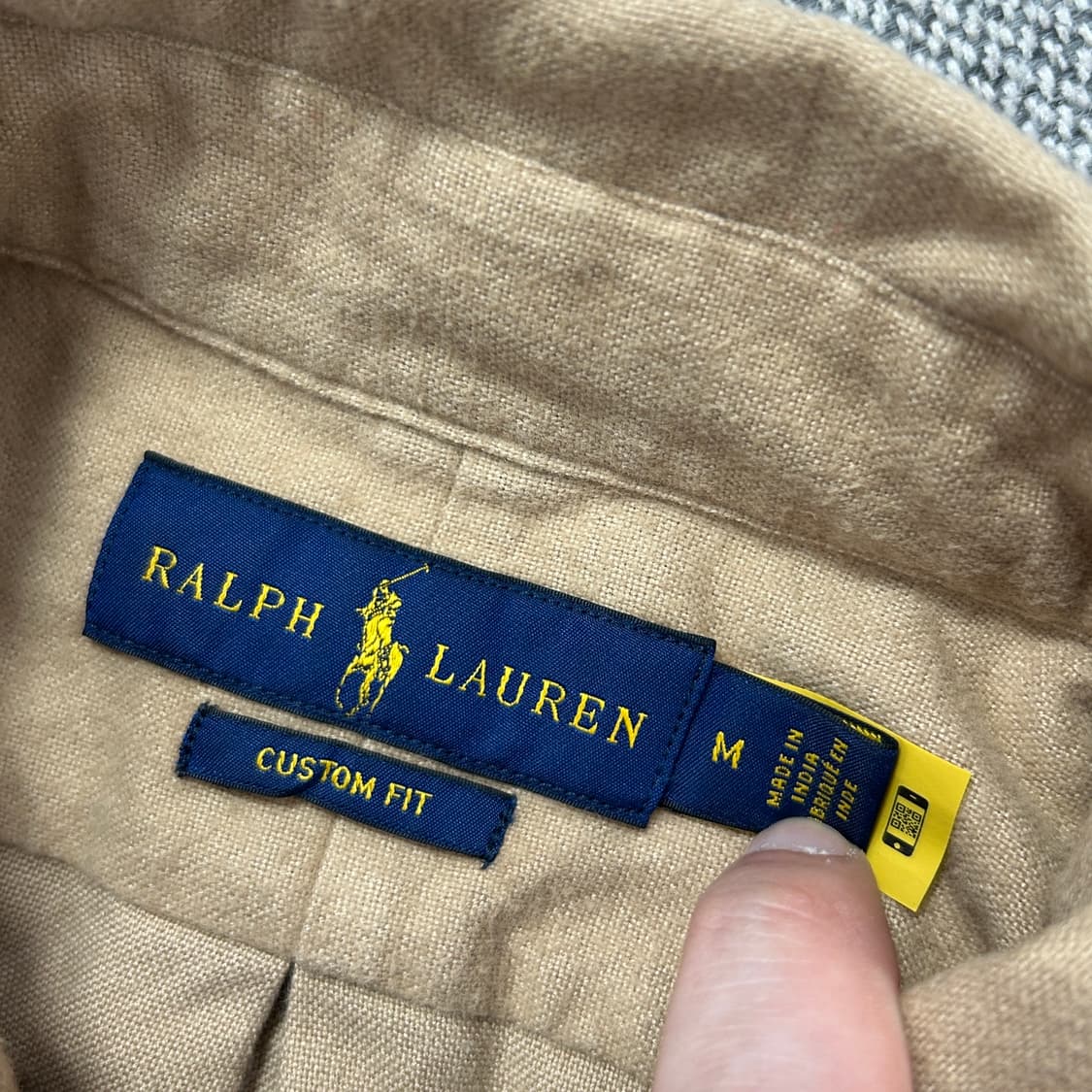 폴로 QR라벨 베이지 플란넬 셔츠(M) 상품이미지2