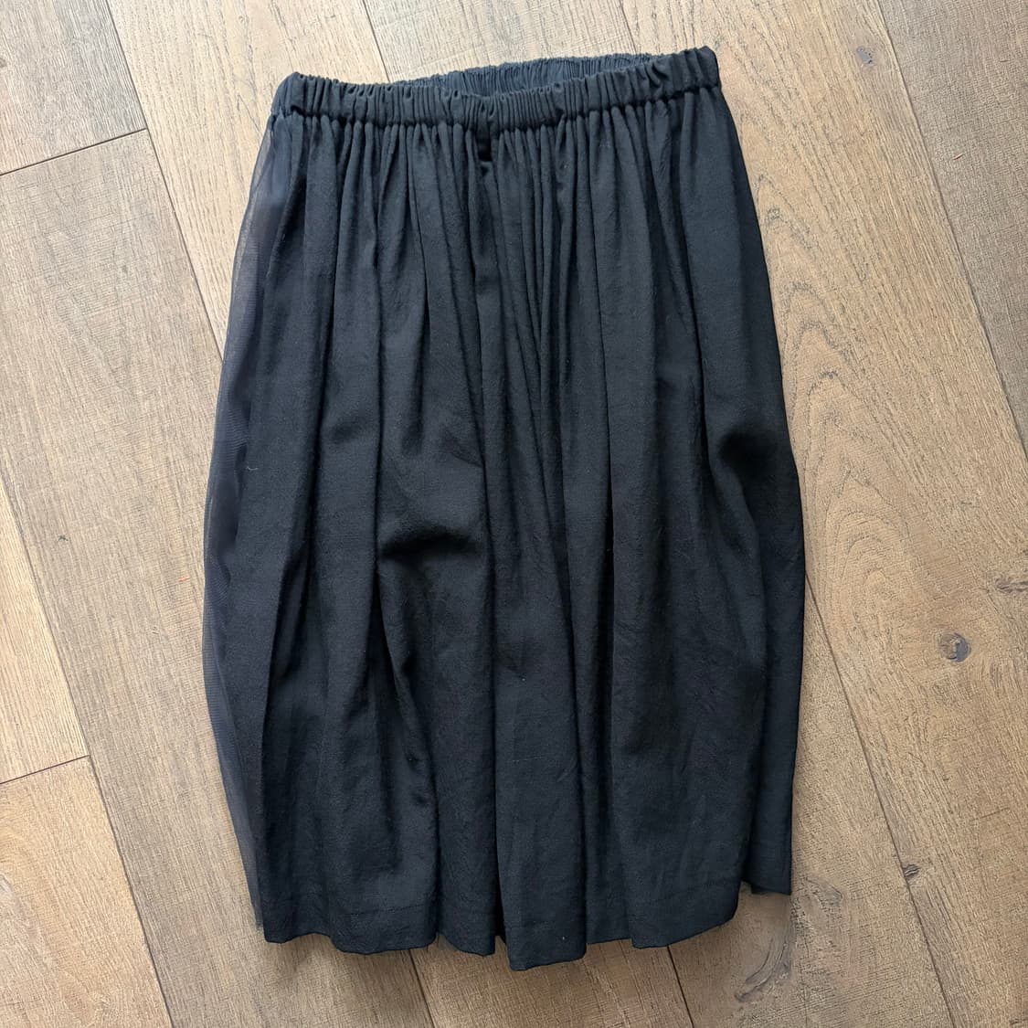 Tulle Docking Wool Shirring Skirt 상품이미지9