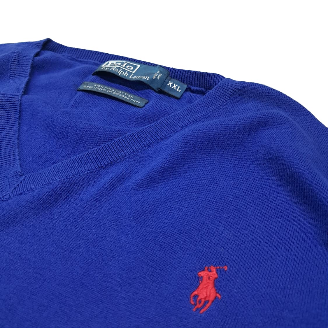 CL159 폴로 피마코튼 레드포니 블루 니트 베스트 상품이미지4