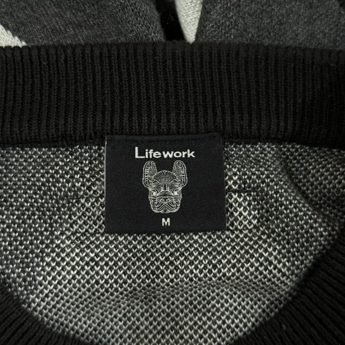 [M/오버핏] 라이프워크 아가일 체크 라운드 긴팔니트 상품이미지6