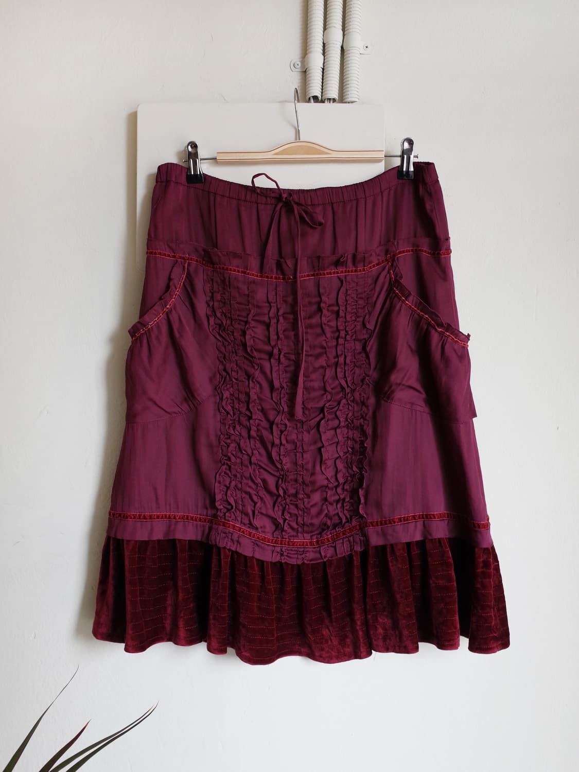 벨벳 판넬 미디 스커트 상품이미지2