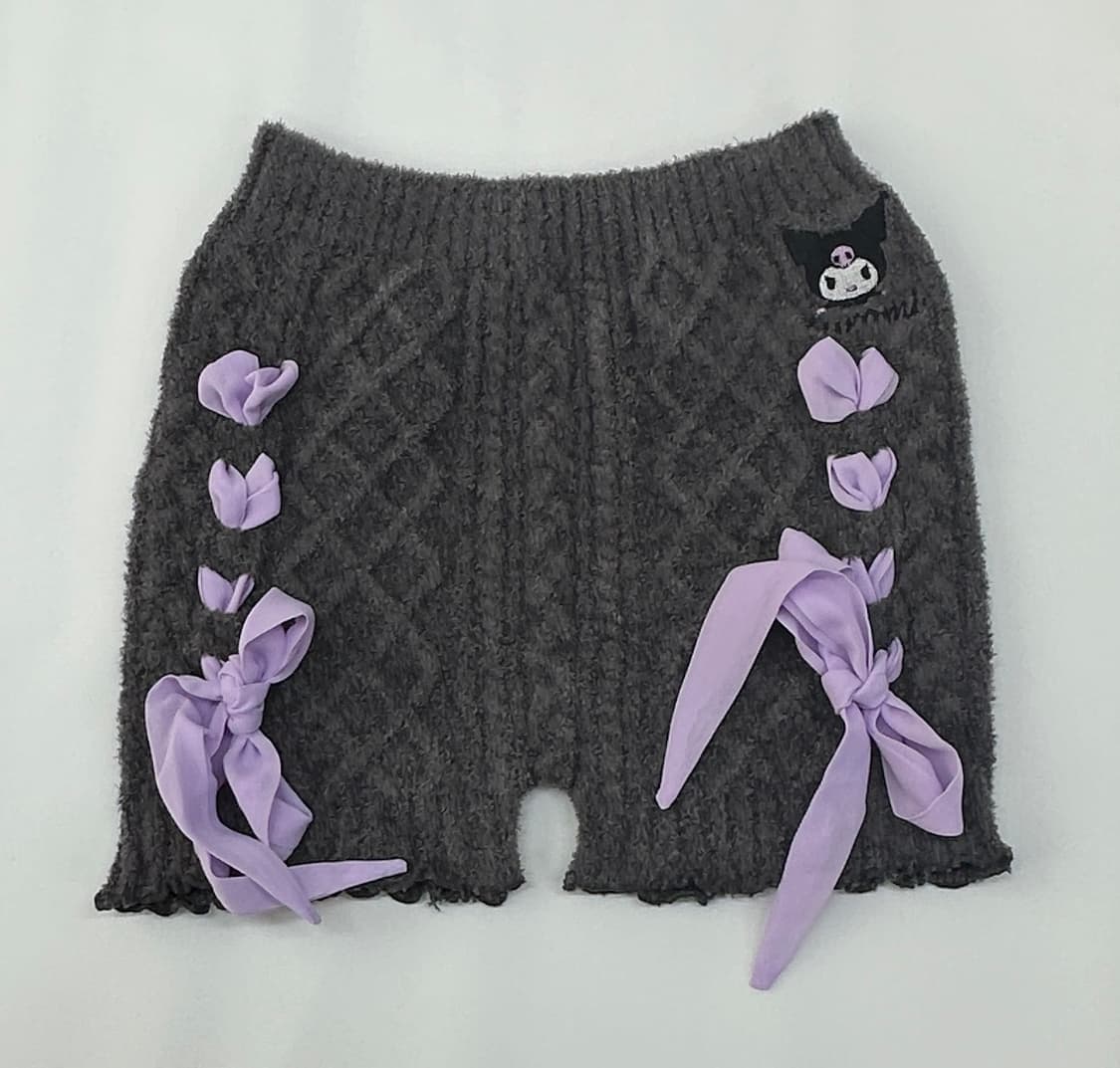💜쿠로미 폭닥 아일렛 니트 숏 팬츠 💜 퍼플 오네갸루 히메갸루 속바지 상품이미지3