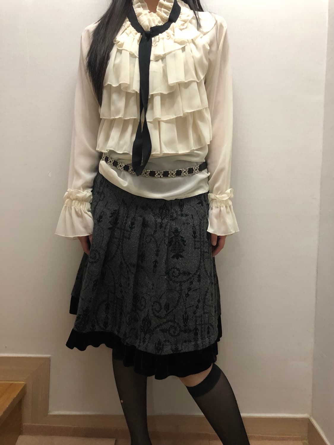 빈티지 화이트 러플 블라우스 상품이미지5