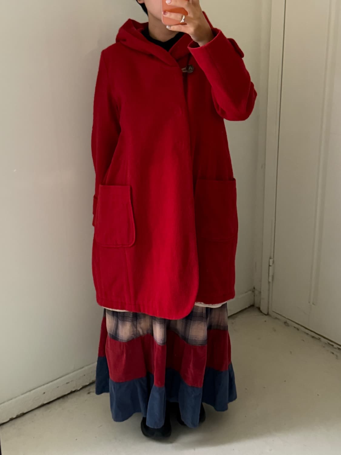 일본빈티지 kha:ki 레드 울 더플코트 상품이미지1