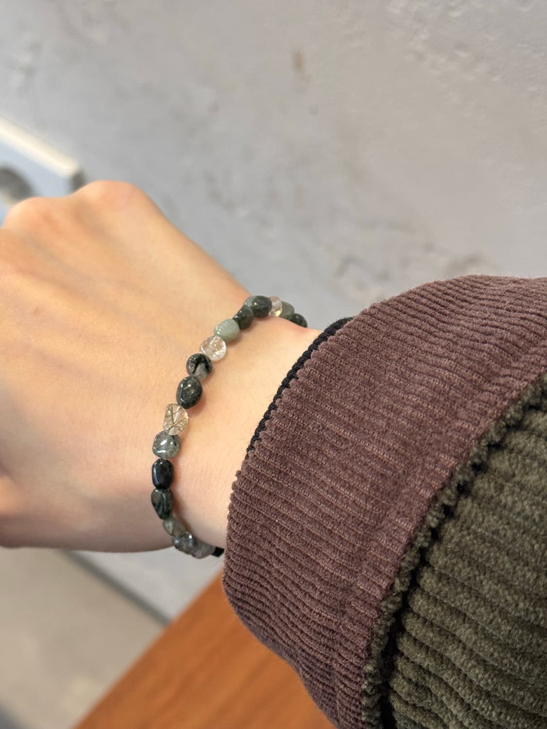 (핸드메이드) 천연 그린 루틴 퀄츠 수정 원석팔찌 상품이미지3