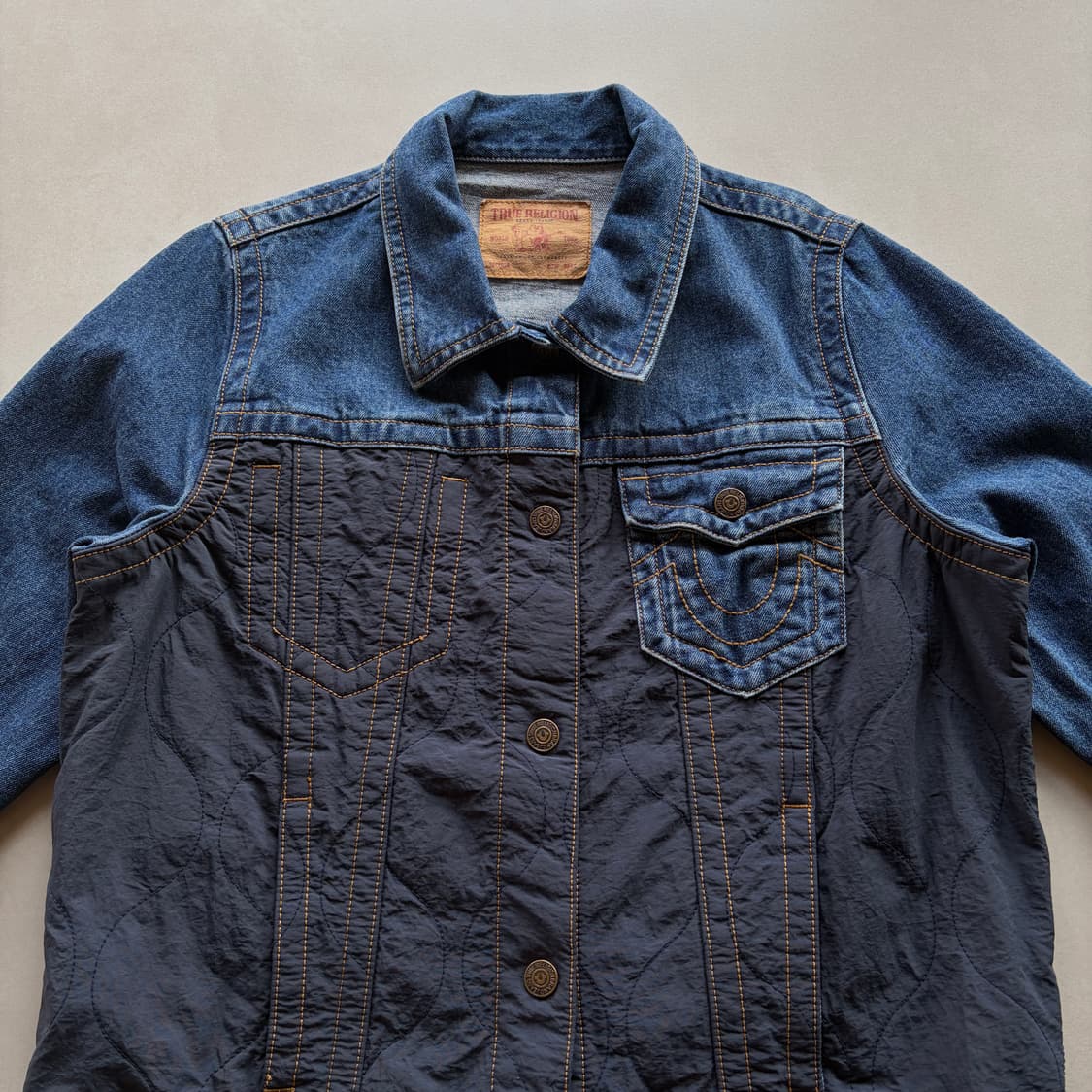 [S]트루릴리전 우먼 퀼팅 인디고 데님 자켓 상품이미지3