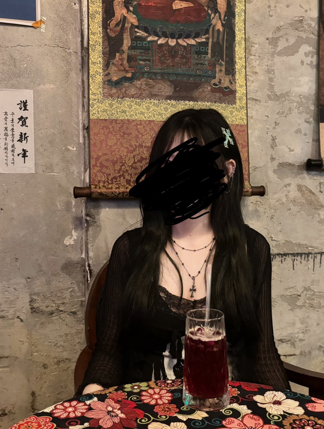 고스 레이스 해골 슬립 원피스 상품이미지2