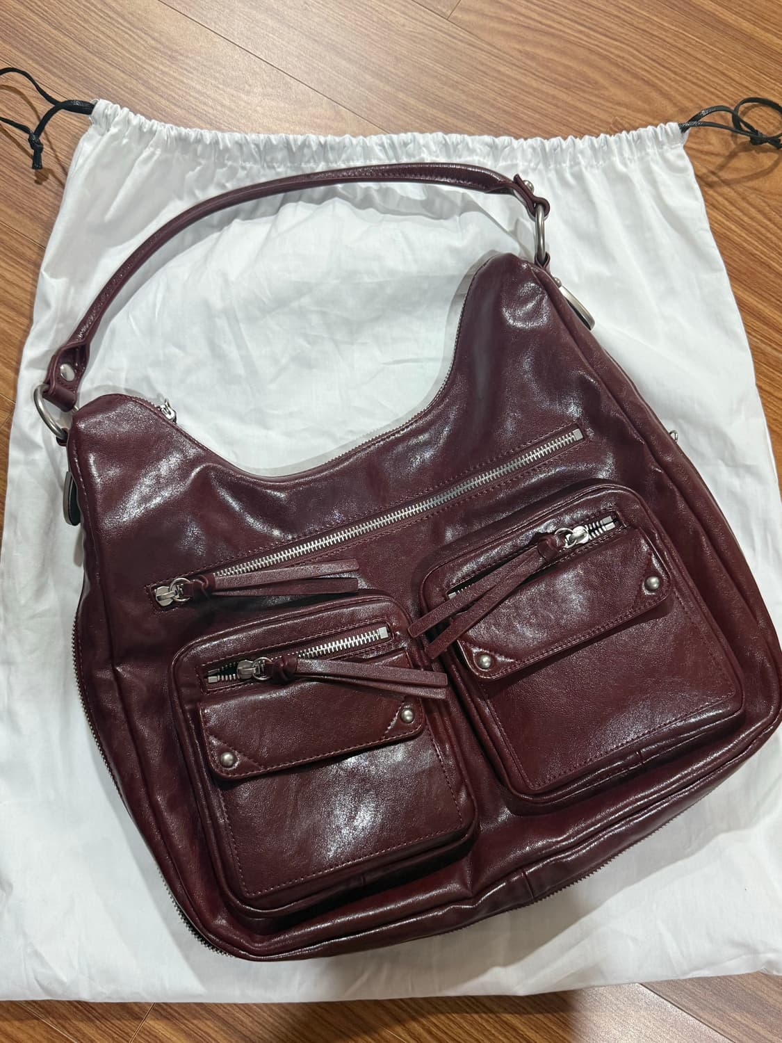 썬번프로젝트 더블 포켓 숄더백 버건디 상품이미지5