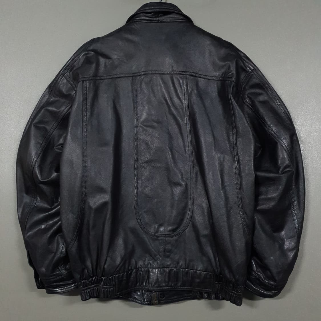 실측 L) VTG 90s 빈티지 램스킨 양가죽 100% 봄버 자켓 블랙 상품이미지10