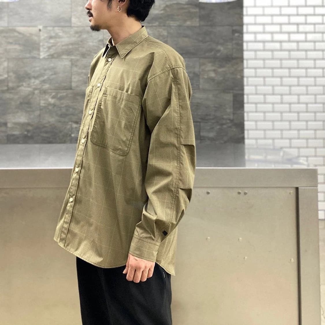 (새상품)(L)다이와피어39 테크 워크 셔츠 (베이지 체크) 상품이미지10