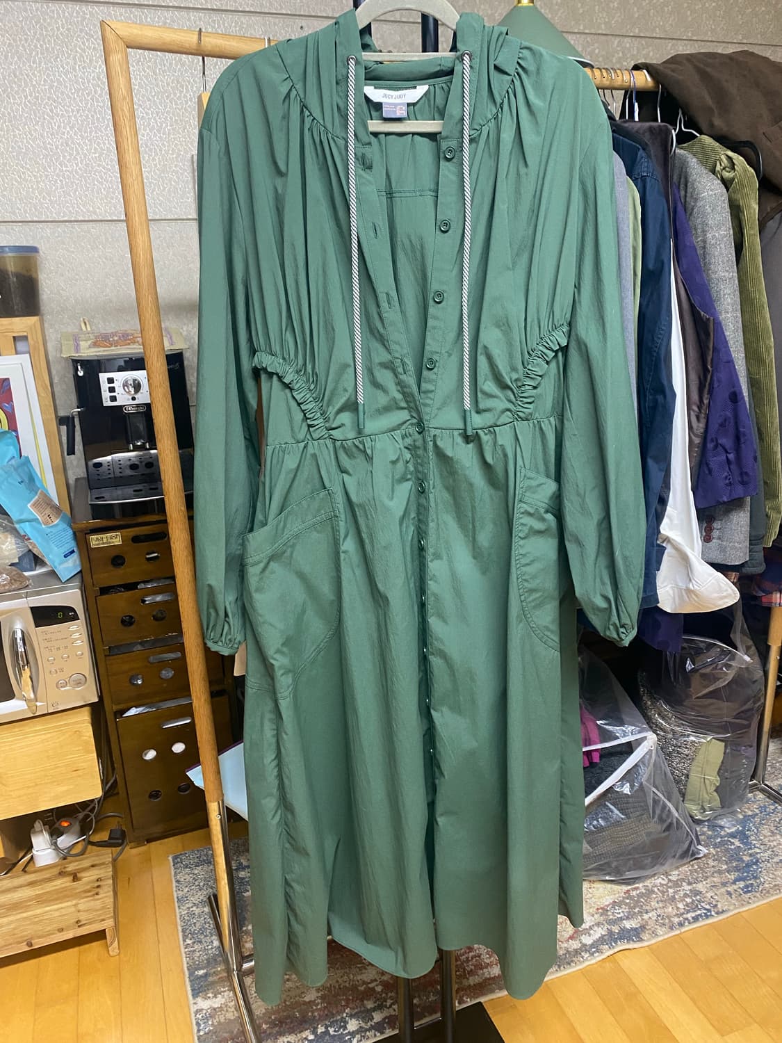 JUCY JUDY 그린 후드 롱 원피스 S 상품이미지2