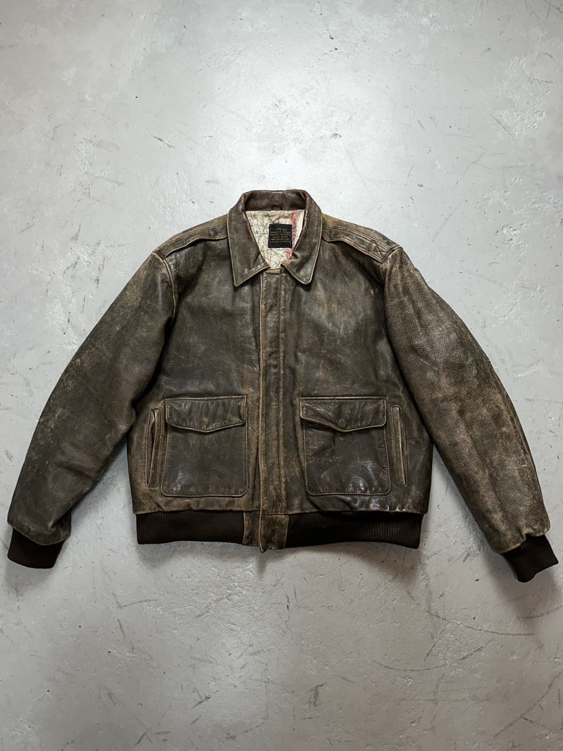 90's OG 아비렉스 레더 A-2 자켓 빈티지 레더 봄버 자켓 상품이미지4