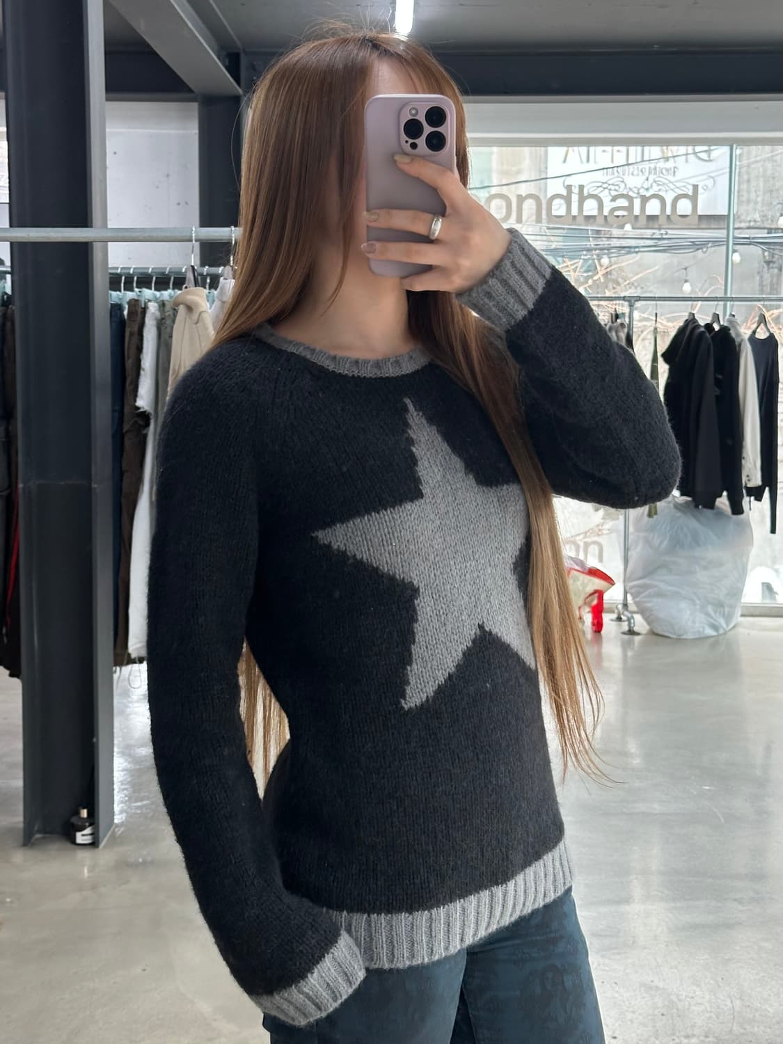 히스테릭글래머 스타 울 배색 니트 상품이미지2