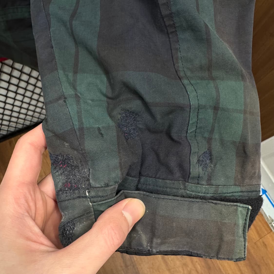 90s 타미힐피거 헤리티지 롱파카 체크 패턴 포인트 네이비 그린 상품이미지7