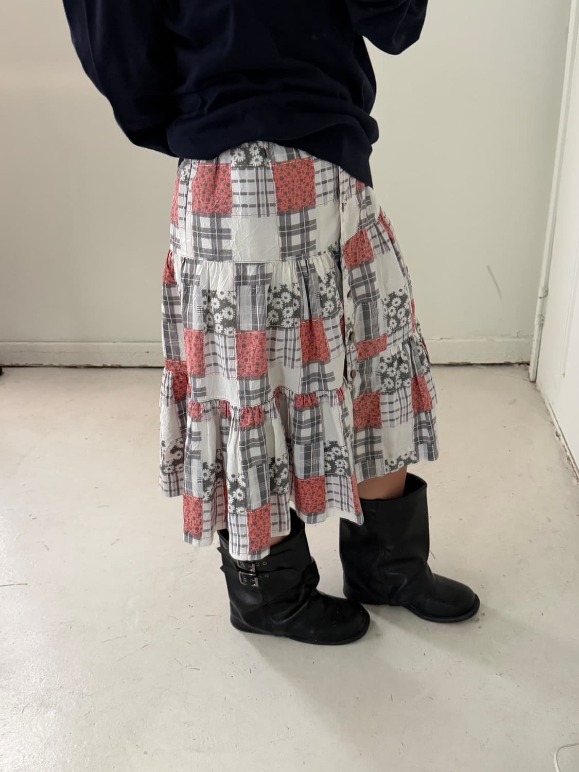 일본빈티지 패치워크 캉캉스커트 상품이미지2