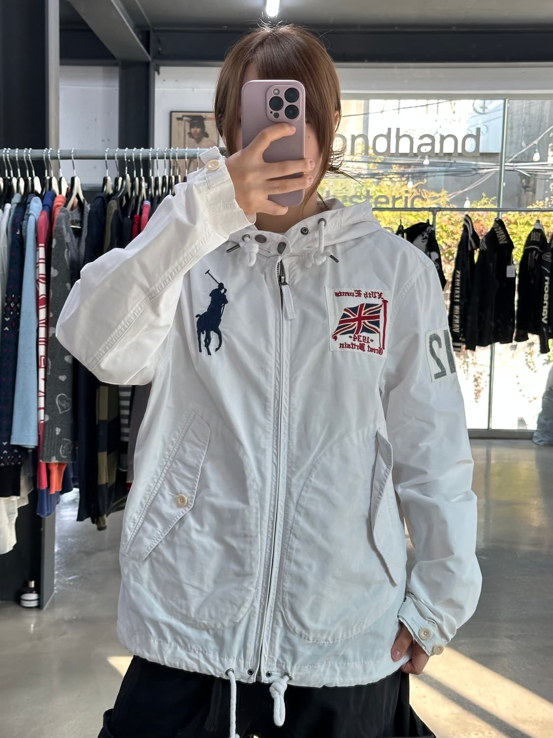 폴로 랄프로렌 UK 브리튼 빅포니 코튼나일론 컴뱃자켓 화이트 상품이미지4