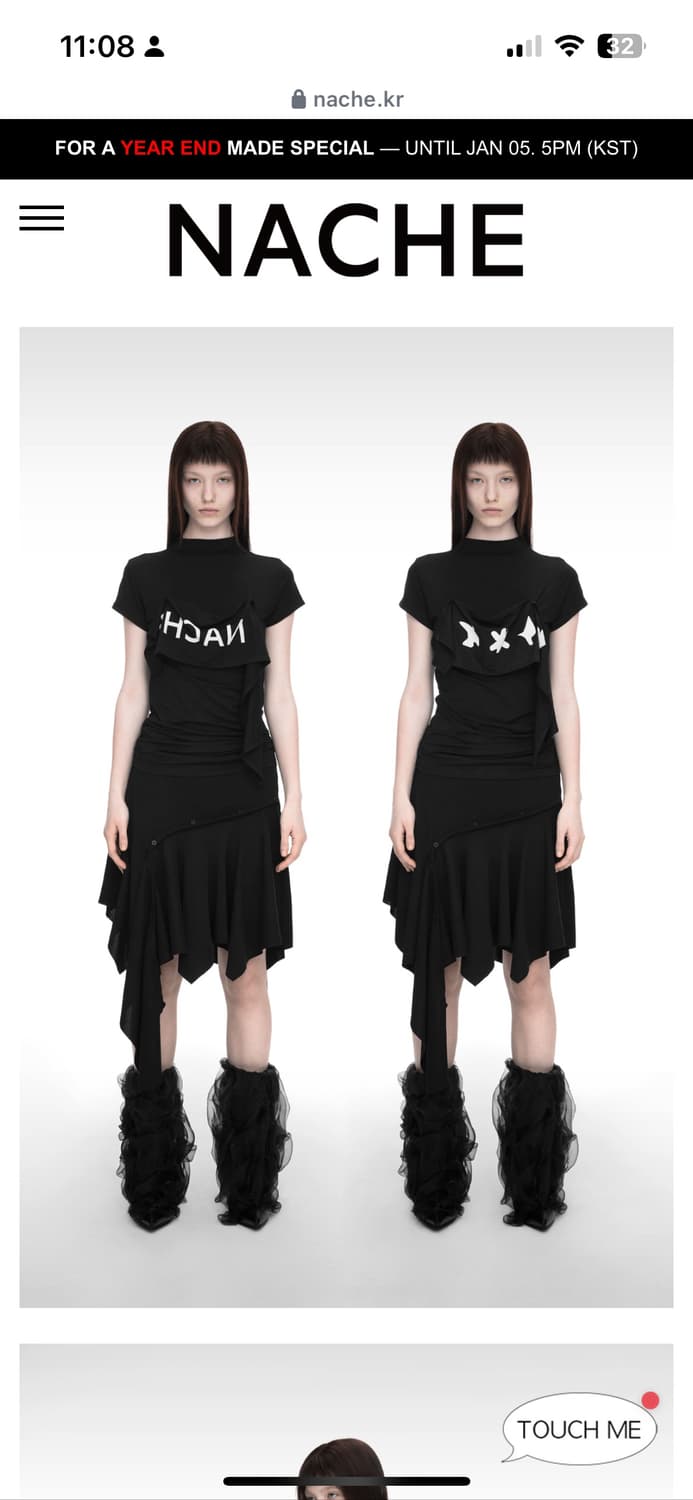 nache 2-WAY PRINTED SLIM T-SHIRT BLACK 상품이미지1