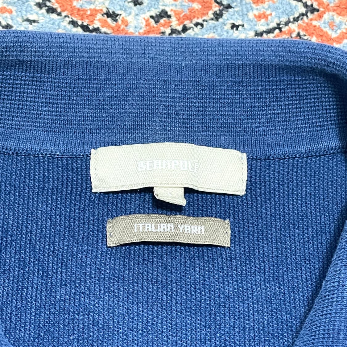빈폴 이탈리안 딥블루 면 니트 반팔카라티 남성L 상품이미지4
