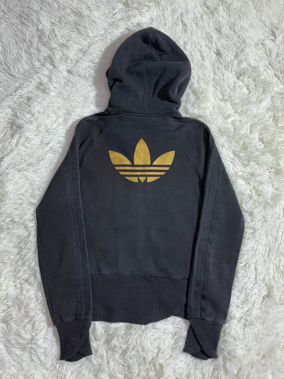 아디다스 블랙 빅로거 딱붙핏 후드집업  상품이미지5