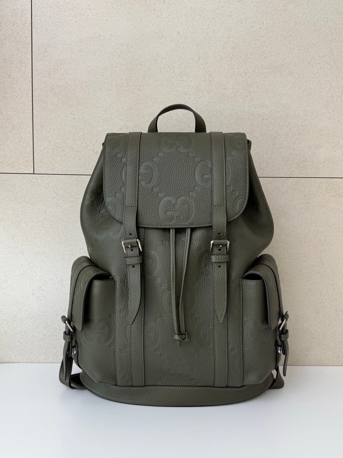 새상품 구찌 GG 점보 라지 백팩 카키 상품이미지8