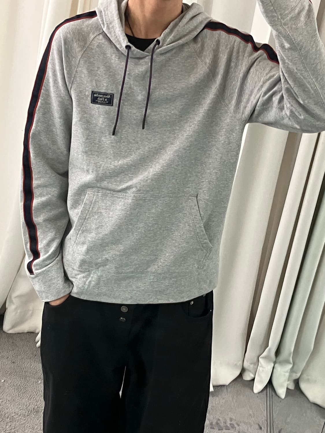 아베크롬비 그레이 라인 후드티 M 상품이미지6