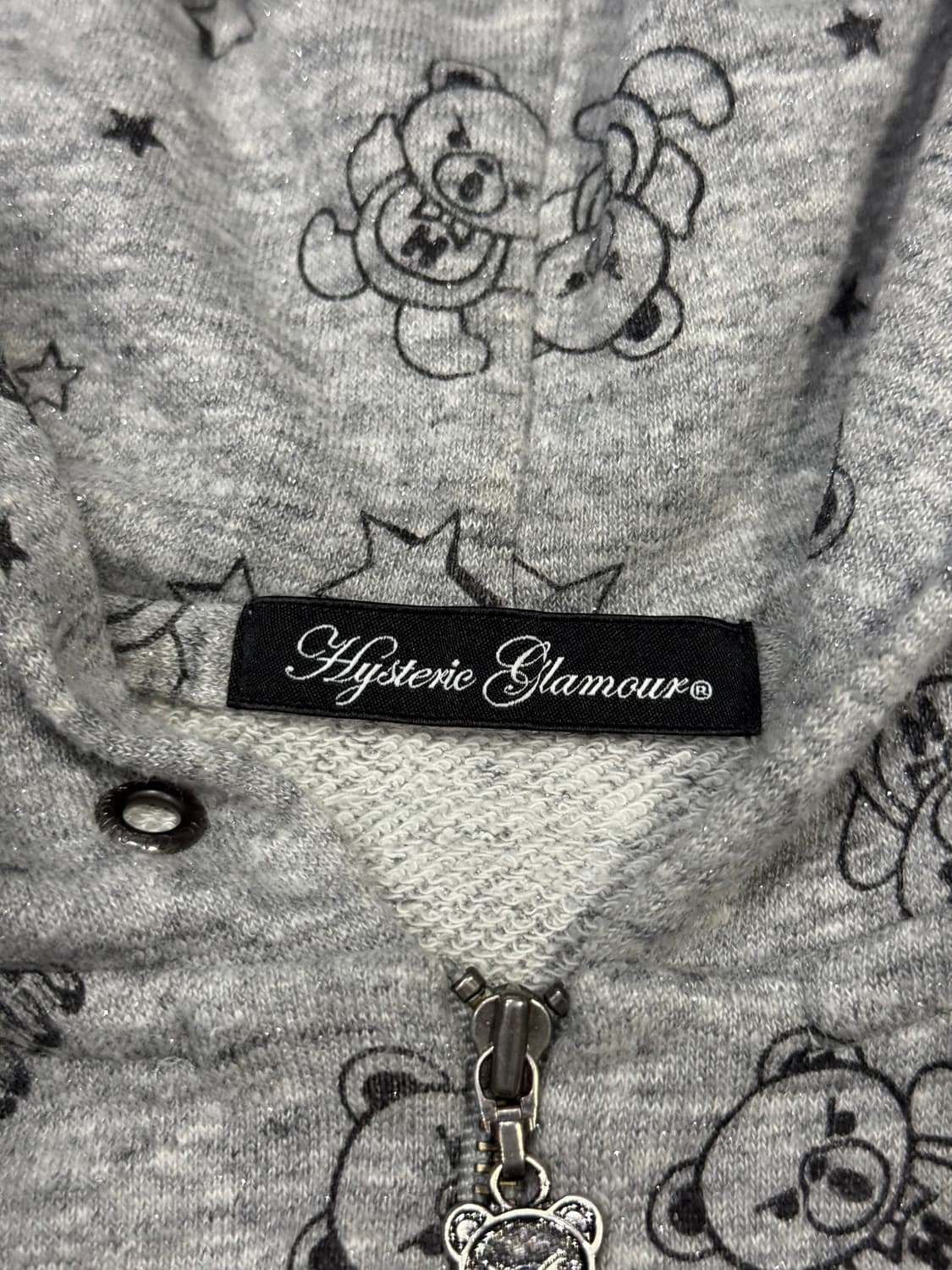 히스테릭 글래머 퍽베어 스타 패턴 글리터 후드 집업 자켓 상품이미지5