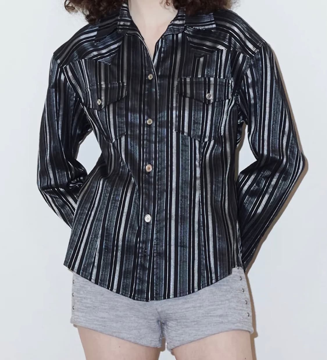 폴리수엠 WESTERN GLITTER STRIPE SHIRT (BLA 상품이미지1