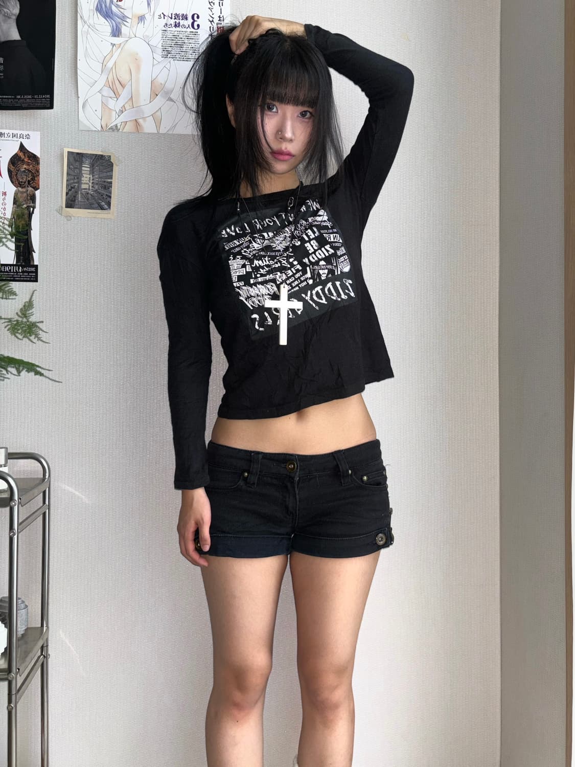 Ziddy 펑크 y2k 프린팅 슬림핏 롱슬리브  상품이미지1