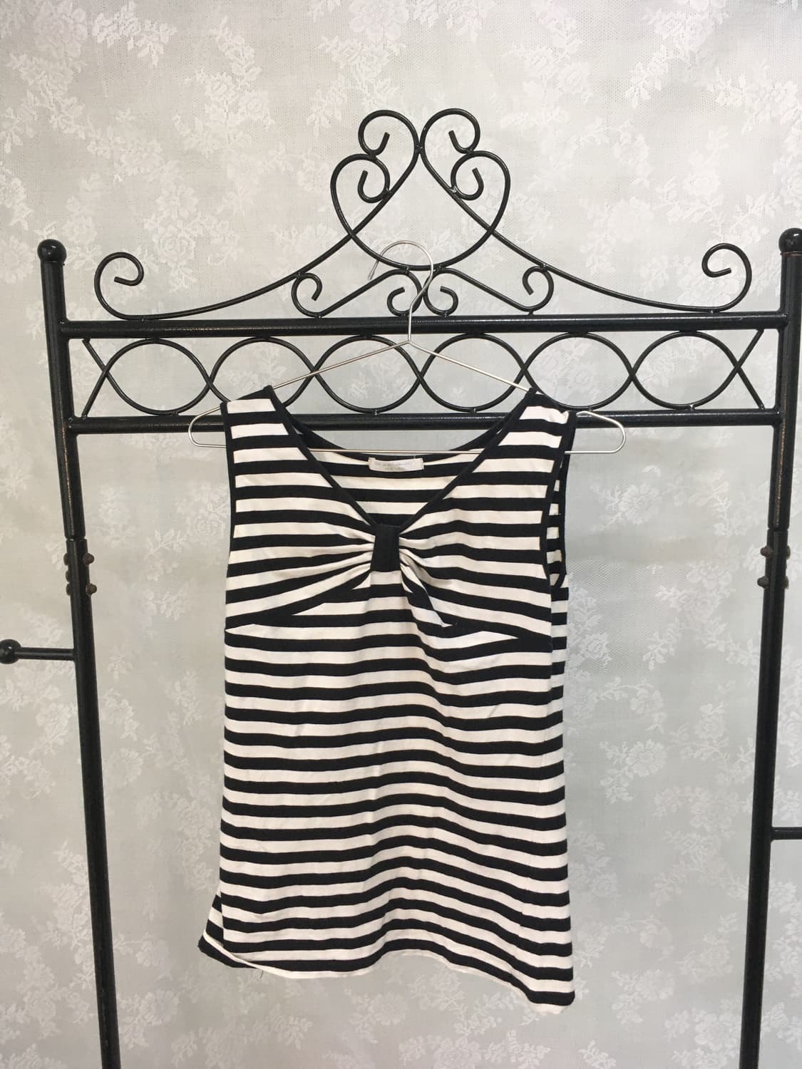 일본빈티지 스트라이프 리본 슬리브리스 상품이미지6