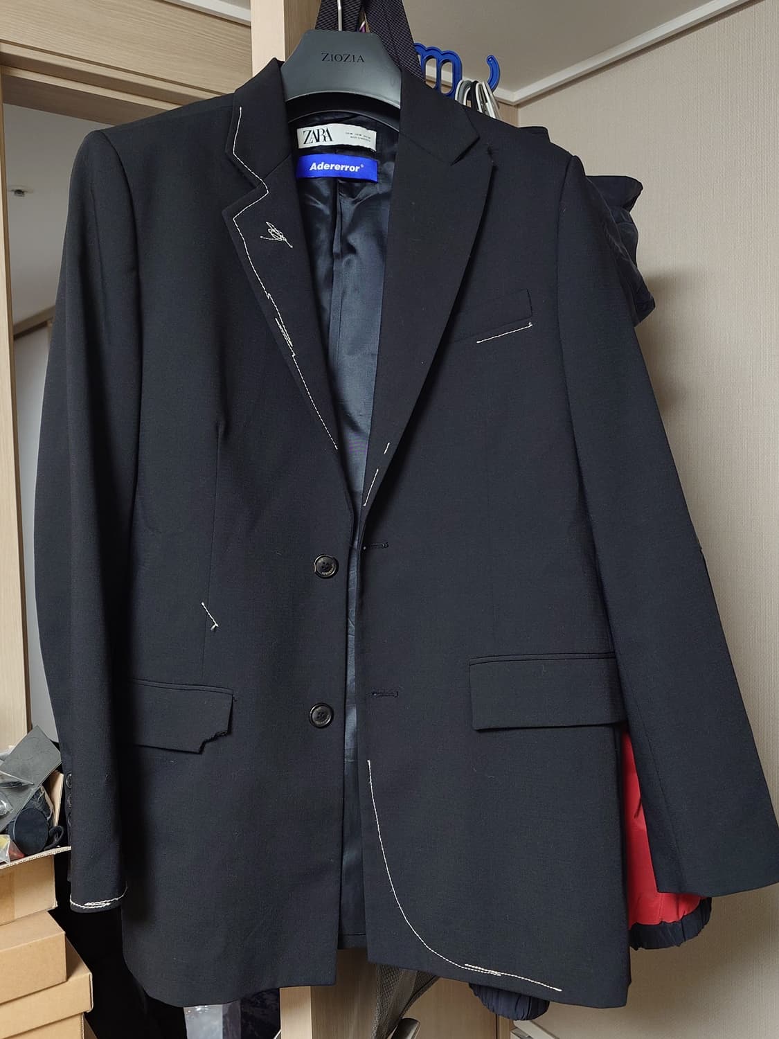 [M, 미품] 자라 x 아더에러 오버사이즈 스티치 블레이저 자켓 블랙 상품이미지1