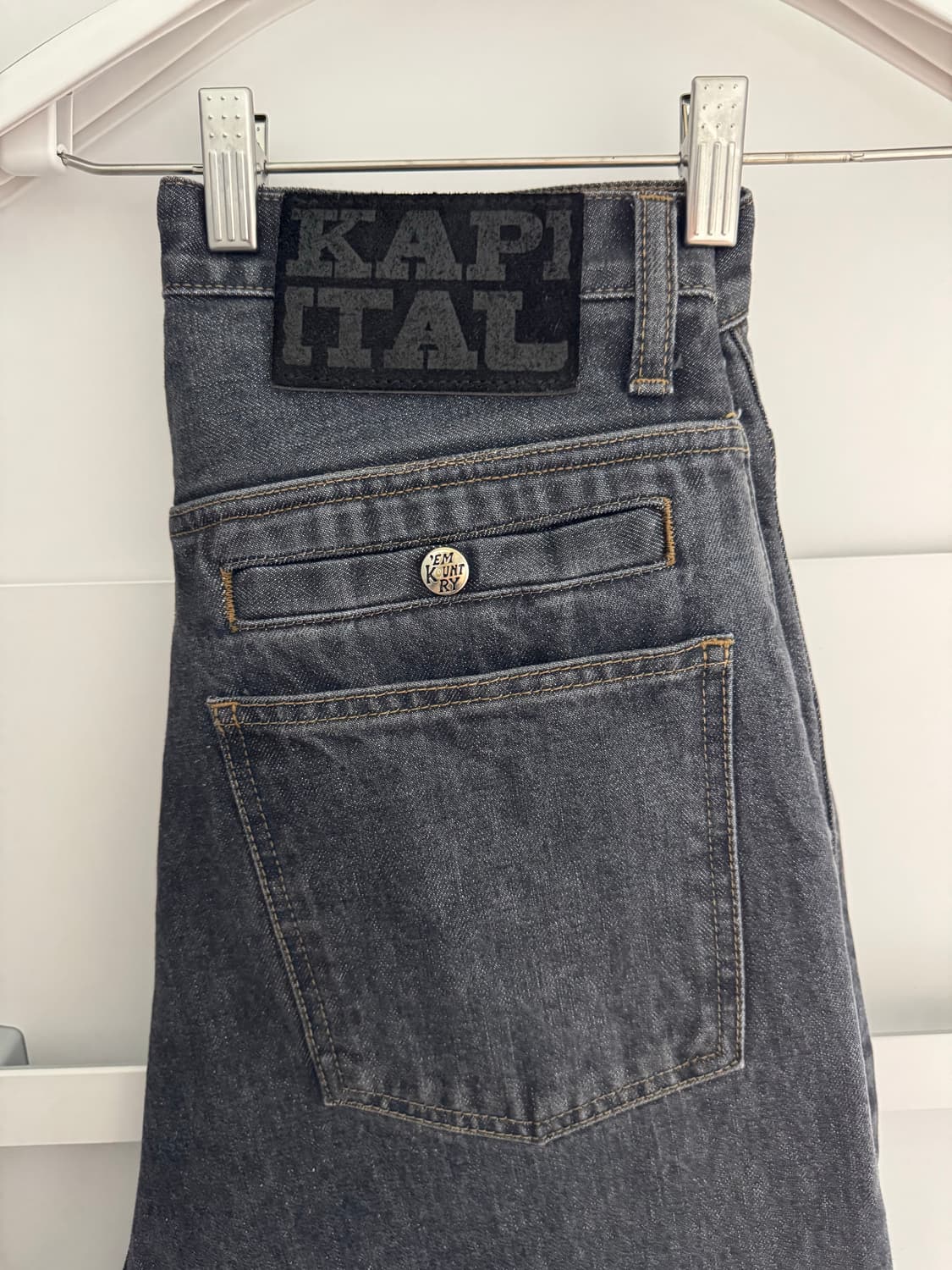 캐피탈 KAPITAL 14oz 데님 포트 배기 팬츠 키나리 블랙 상품이미지6