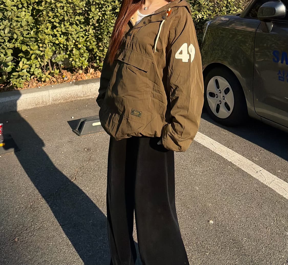 후아유 카키 y2k 기모 후드 반집업(L) 상품이미지1