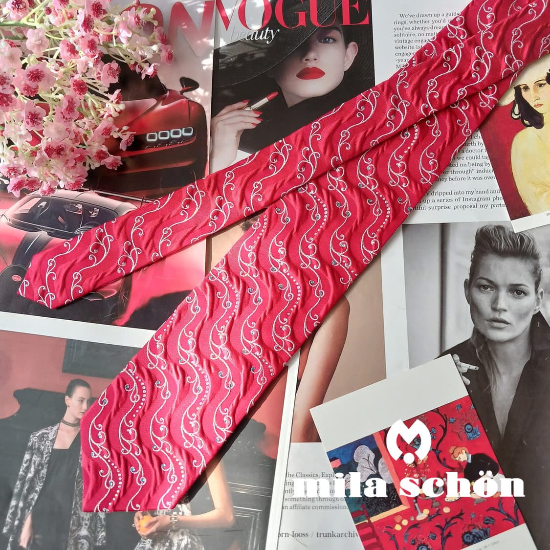 밀라숀 실크 레드 입체 패턴 넥타이 8.6cm A+등급 A19691
 상품이미지2